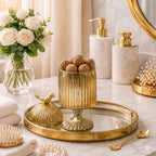 Gold Footed Glass Jar | Bird Dome Lid — Castle Crafts