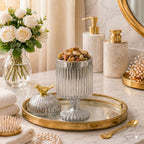 Silver Footed Glass Jar | Bird Dome Lid — Castle Crafts