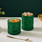 Green Medallion Glass Jar | Bird Lid | 2 Sizes — Castle Crafts