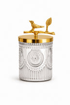 Medallion Glass Jar | Bird Lid | 2 Sizes — Castle Crafts