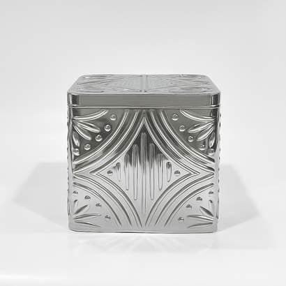 Embossed Square Metal Jar | Gold & Silver — Castle Crafts