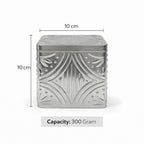 Embossed Square Metal Jar | Gold & Silver — Castle Crafts