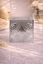 Embossed Square Metal Jar | Gold & Silver — Castle Crafts