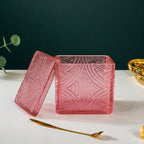 Embossed Square Glass Jar | 3 Colors — Castle Crafts