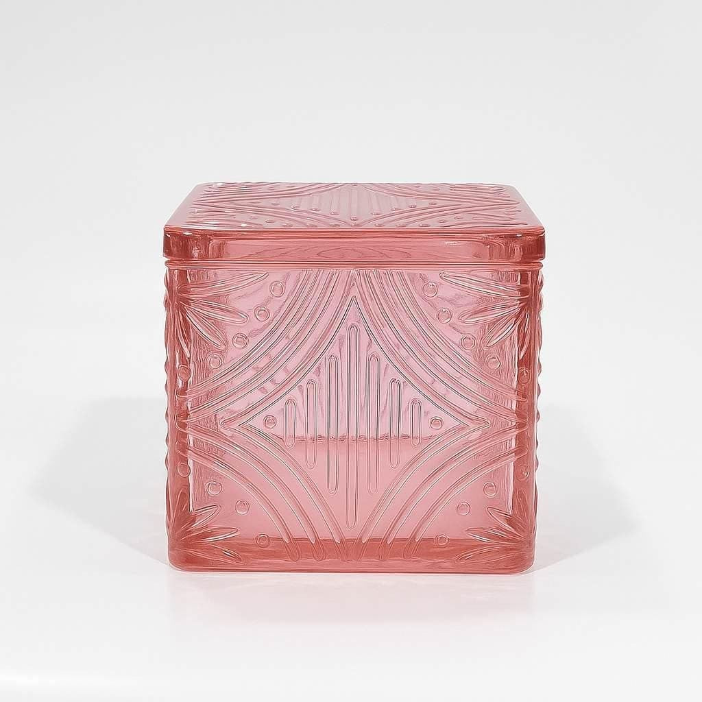 Embossed Square Glass Jar | 3 Colors — Castle Crafts