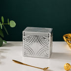 Embossed Square Metal Jar | Gold & Silver — Castle Crafts