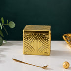 Embossed Square Metal Jar | Gold & Silver — Castle Crafts