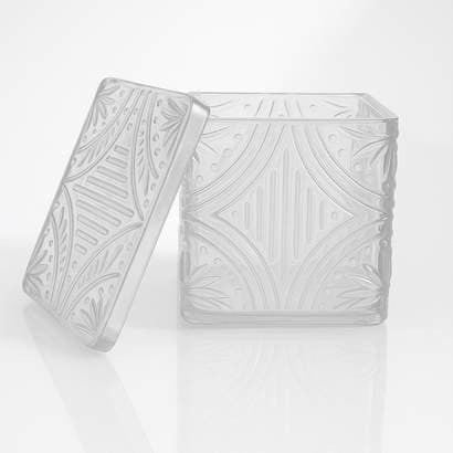 Embossed Square Glass Jar | 3 Colors — Castle Crafts