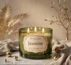 Jasmine 3-Wick Signature Glass Jar Candle | Large Luxury — Hand-Blown Glass from Firozabad, India — Top View