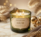 Oud 3-Wick Signature Glass Jar Candle | Large Luxury — Hand-Blown Glass from Firozabad, India — Texture & Craftsmanship