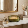 Oud 3-Wick Large Glass Bowl Candle | Premium Luxury Gift — Hand-Blown Glass from Firozabad, India — Lifestyle Setting