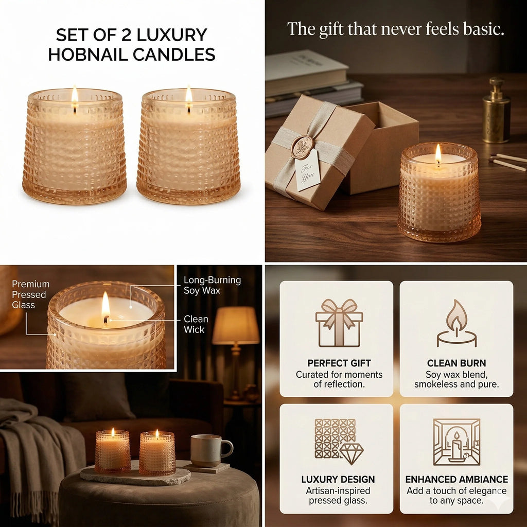 Rose Diamond Cut Glass Soy Wax Candle | Home Décor & Gift — Hand-Blown Glass from Firozabad, India — In a Living Space