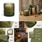 Lilly Bloom Leaf Embossed Glass Soy Wax Candle | Botanical Gift — Hand-Blown Glass from Firozabad, India — Gifting Present...