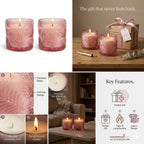 Lilly Bloom Leaf Embossed Glass Soy Wax Candle | Botanical Gift — Hand-Blown Glass from Firozabad, India — Top View