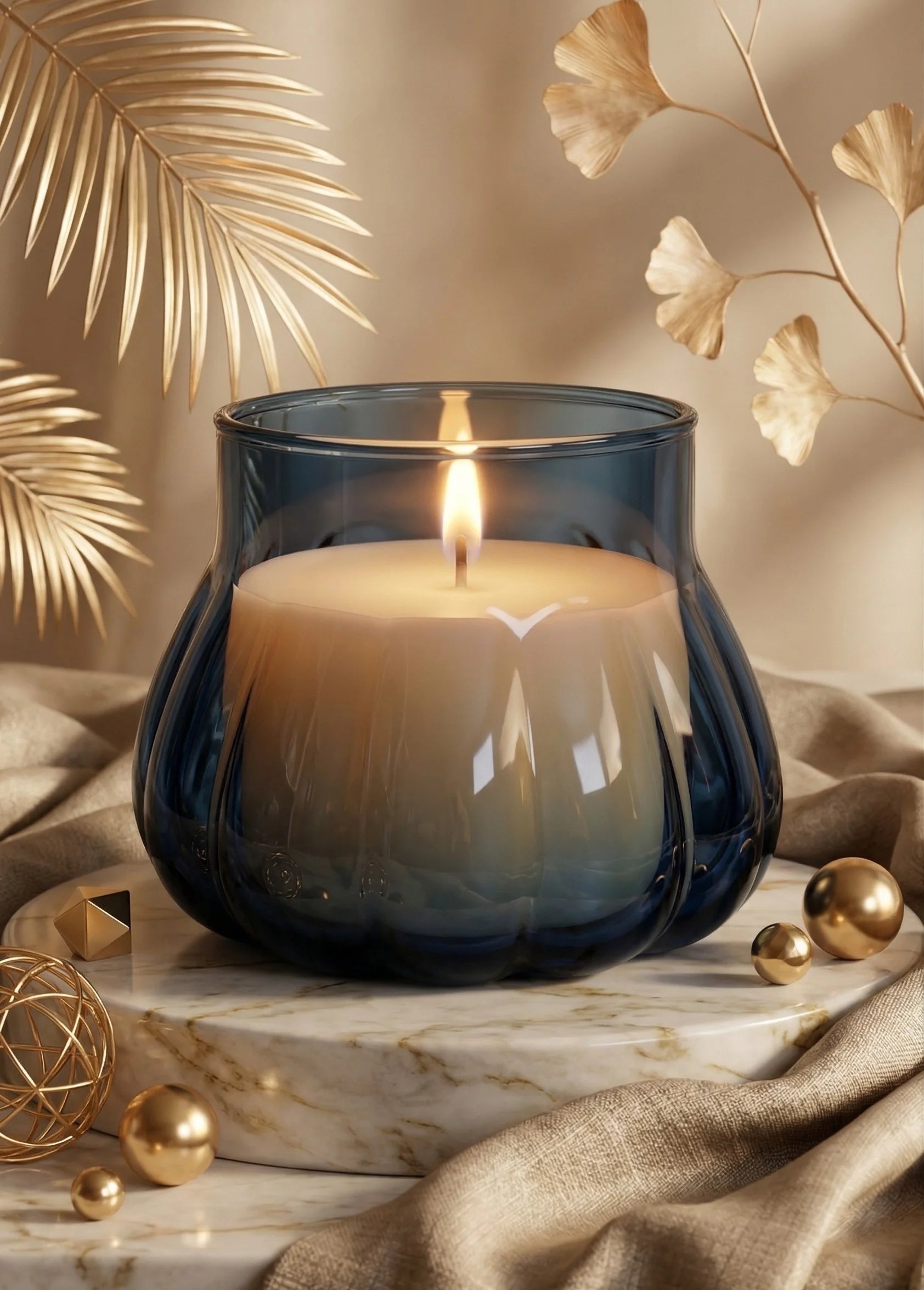 Rose Pumpkin Glass Soy Wax Candle | Unique Gift & Décor — Hand-Blown Glass from Firozabad, India — Colour Variant