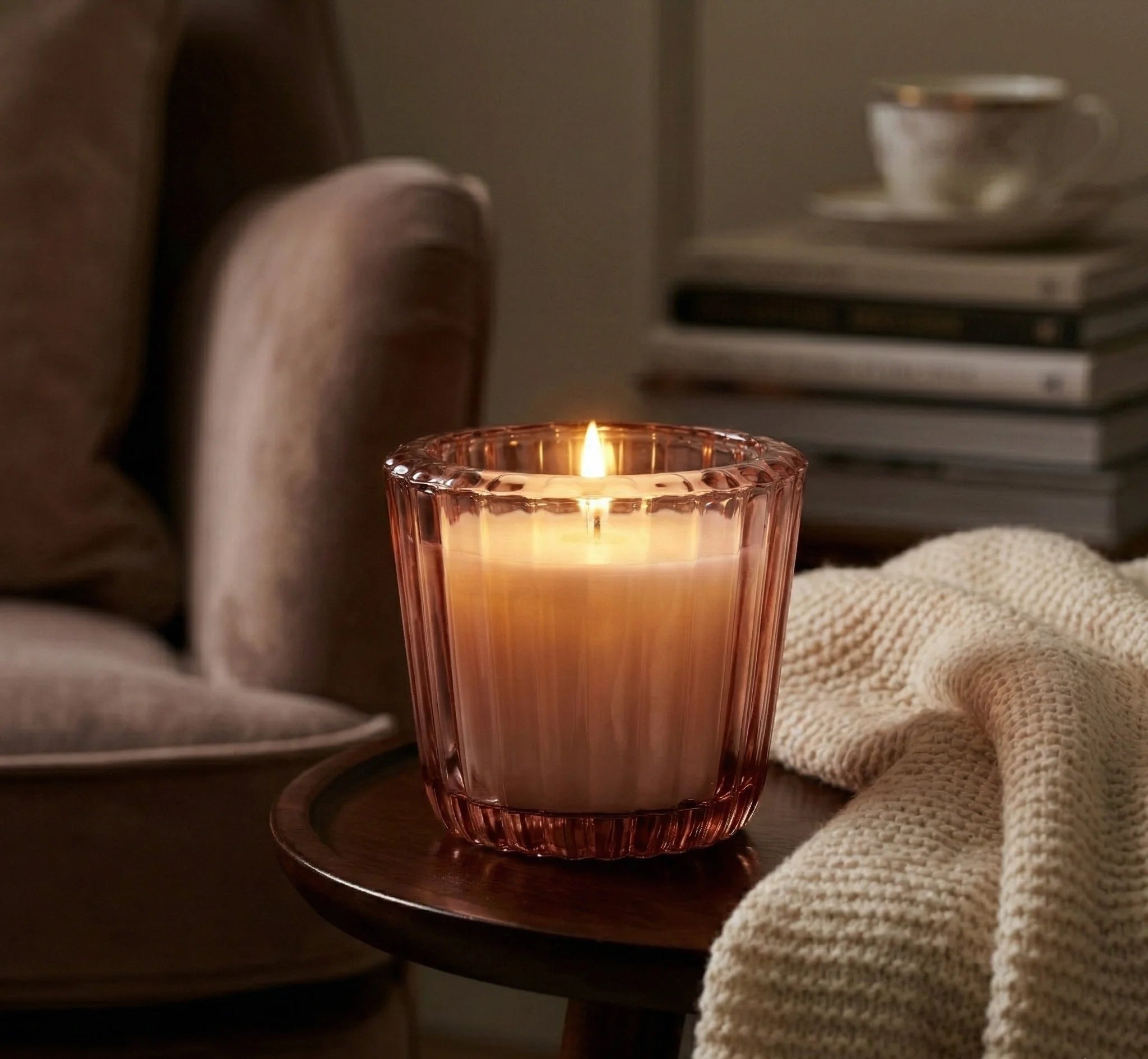 Musk Scallop Edge Ribbed Glass Soy Wax Candle | Festive Gift — Hand-Blown Glass from Firozabad, India — Festive Styling