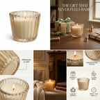 Musk Scallop Edge Ribbed Glass Soy Wax Candle | Festive Gift — Hand-Blown Glass from Firozabad, India — In a Living Space