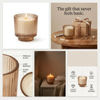 Lavender Classic Ribbed Glass Soy Wax Candle | 5 Colours — Hand-Blown Glass from Firozabad, India — In a Living Space