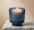 Lavender Classic Ribbed Glass Soy Wax Candle | 5 Colours — Hand-Blown Glass from Firozabad, India — Texture & Craftsmanship