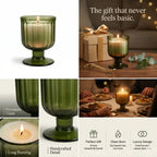 Sandalwood Goblet Glass Soy Wax Candle | Luxury Home Décor — Hand-Blown Glass from Firozabad, India — Gifting Presentation