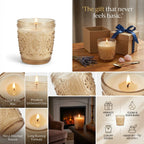 Jasmine Baroque Embossed Glass Soy Wax Candle | Luxury Gift — Hand-Blown Glass from Firozabad, India — In a Living Space