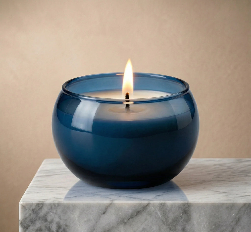 Jasmine Sphere Glass Soy Wax Candle | Unique Gift & Décor — Hand-Blown Glass from Firozabad, India — Texture & Craftsmanship