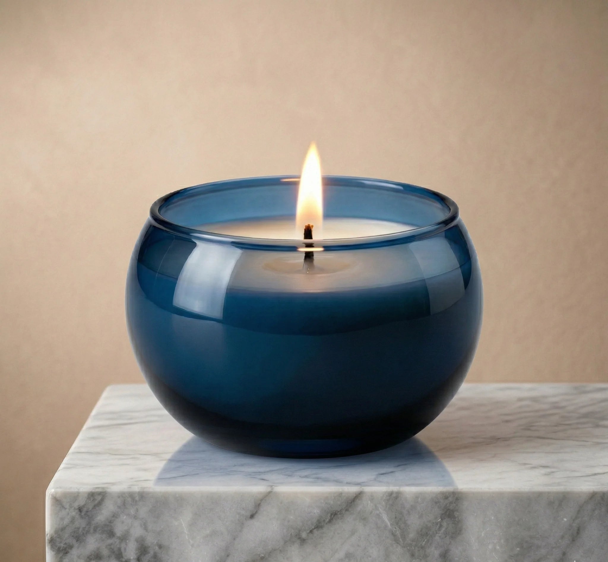 Jasmine Sphere Glass Soy Wax Candle | Unique Gift & Décor — Hand-Blown Glass from Firozabad, India — Texture & Craftsmanship
