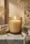 Vanilla Scallop Rim Ribbed Glass Soy Wax Candle | 4 Colours — Hand-Blown Glass from Firozabad, India — Colour Variant