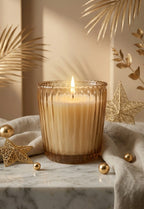Vanilla Scallop Rim Ribbed Glass Soy Wax Candle | 4 Colours — Hand-Blown Glass from Firozabad, India — Colour Variant