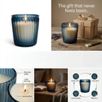 Vanilla Scallop Rim Ribbed Glass Soy Wax Candle | 4 Colours — Hand-Blown Glass from Firozabad, India — In a Living Space