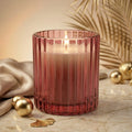 Sandalwood Ribbed Glass Candle | Luxury Gift & Home Décor — Hand-Blown Glass from Firozabad, India — Colour Variant
