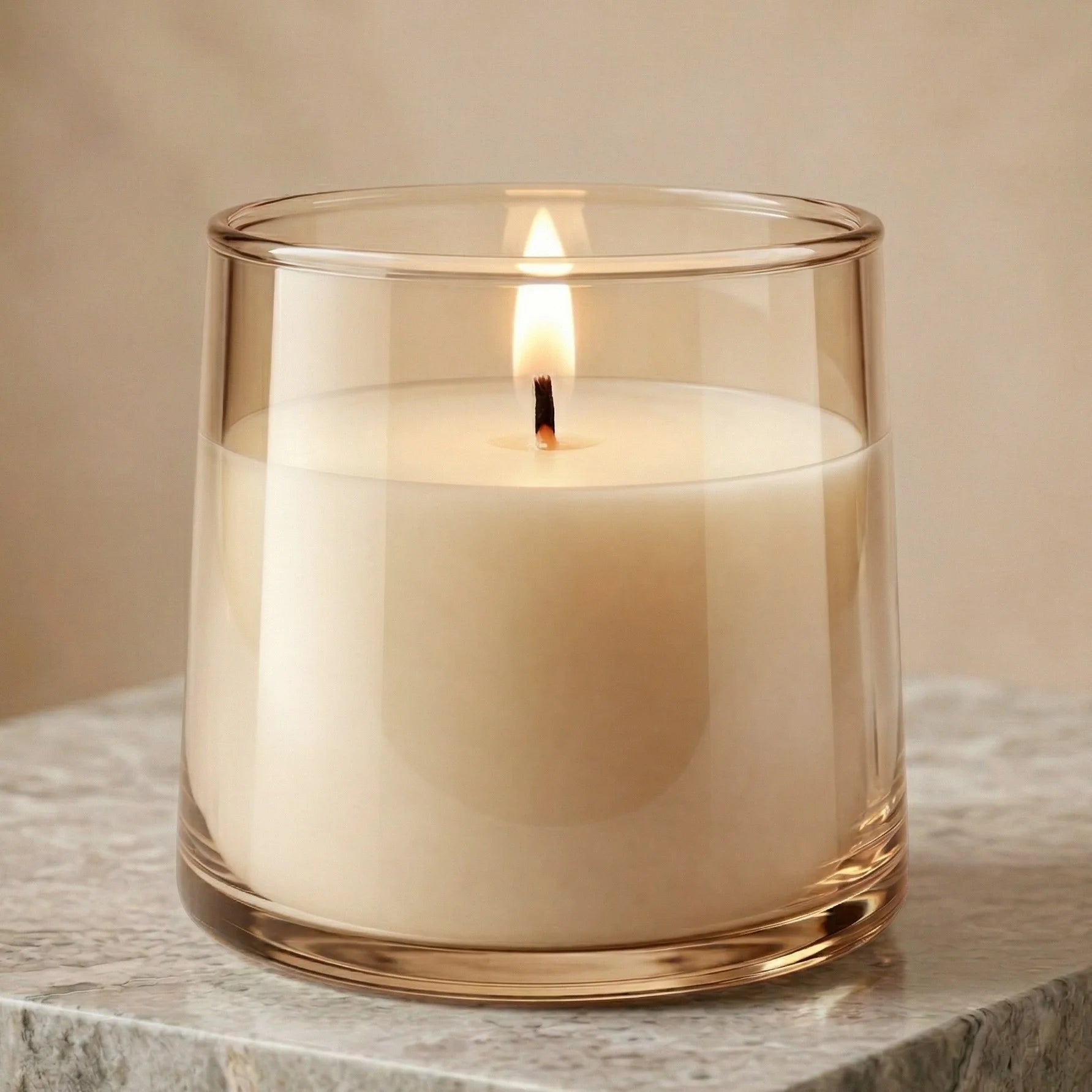 Sandalwood Classic Cylinder Glass Soy Wax Candle | 5 Colours — Hand-Blown Glass from Firozabad, India — Gifting Presentation