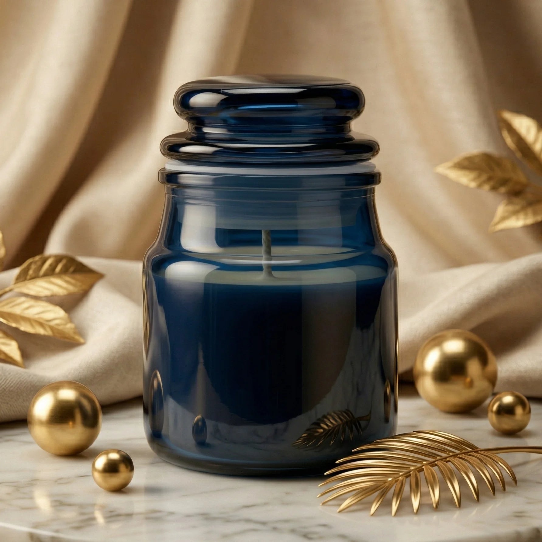 Lavender Apothecary Bottle Glass Soy Wax Candle | Wellness Gift — Hand-Blown Glass from Firozabad, India — Gifting Present...