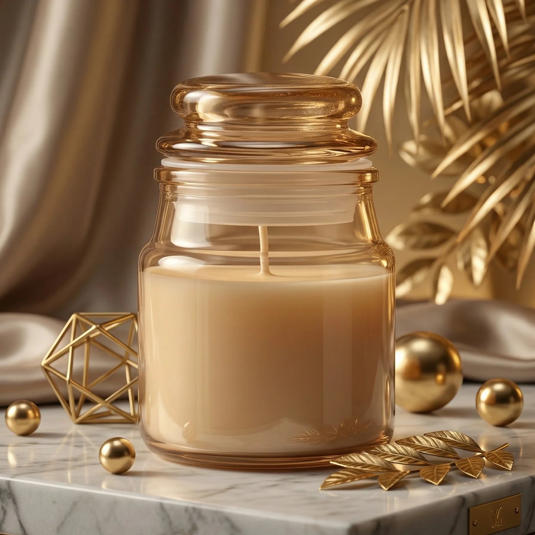 Lavender Apothecary Bottle Glass Soy Wax Candle | Wellness Gift — Hand-Blown Glass from Firozabad, India — In a Living Space