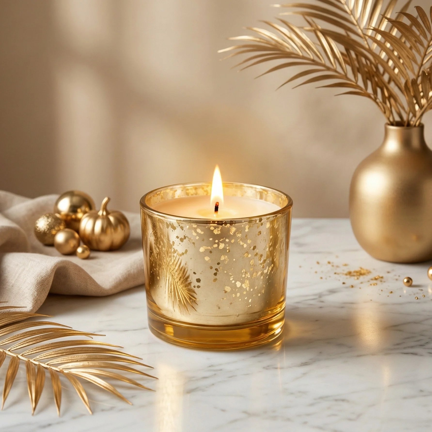 Sandalwood Mercury Glass Votive Soy Wax Candle | 4 Colours — Hand-Blown Glass from Firozabad, India — In a Living Space