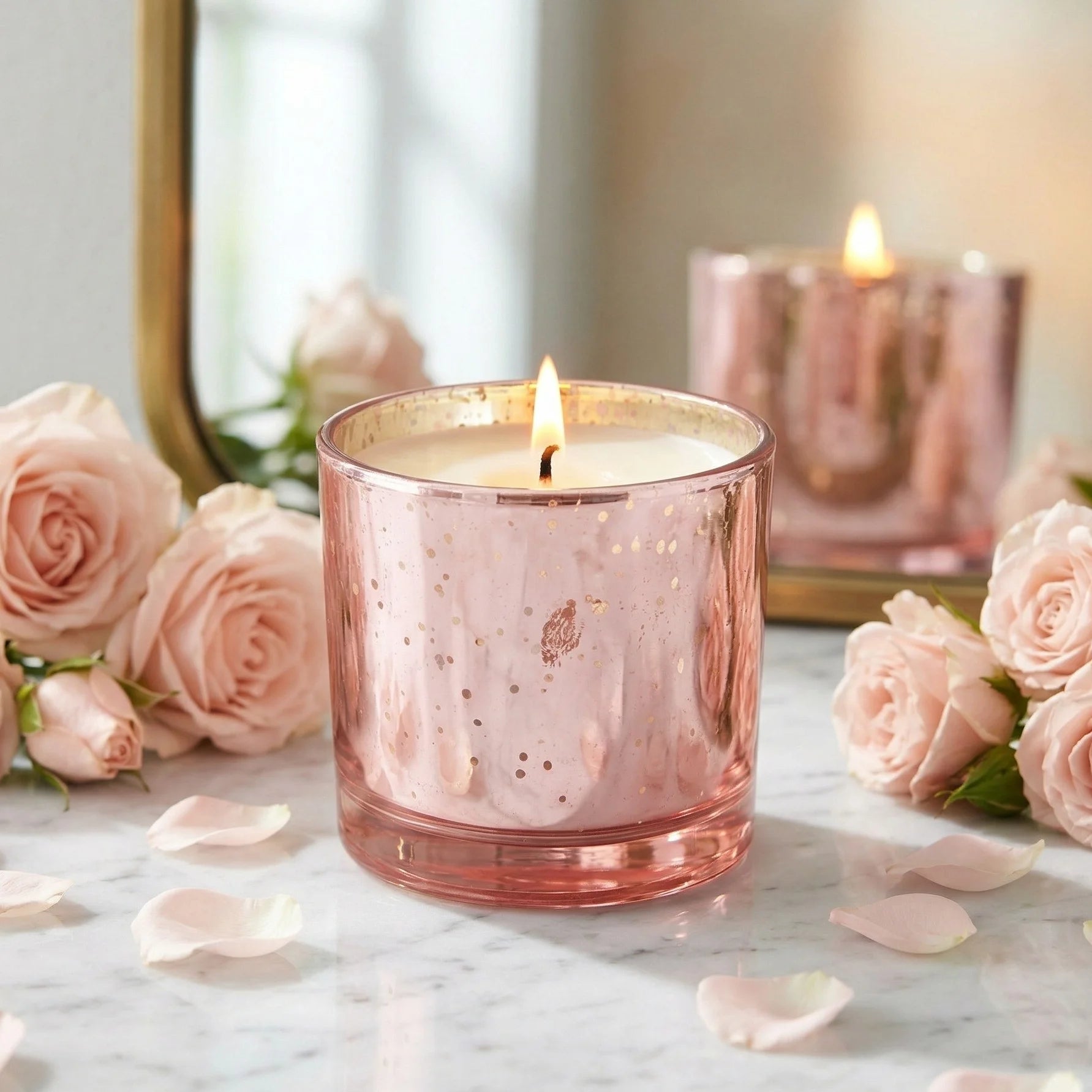 Sandalwood Mercury Glass Votive Soy Wax Candle | 4 Colours — Hand-Blown Glass from Firozabad, India — Festive Styling