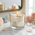 Sandalwood Mercury Glass Votive Soy Wax Candle | 4 Colours — Hand-Blown Glass from Firozabad, India — Gifting Presentation