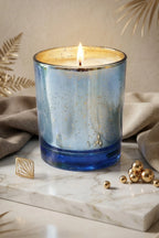 Musk Mercury Gold Iridescent Glass Soy Wax Candle | Luxury — Hand-Blown Glass from Firozabad, India — Texture & Craftsmanship