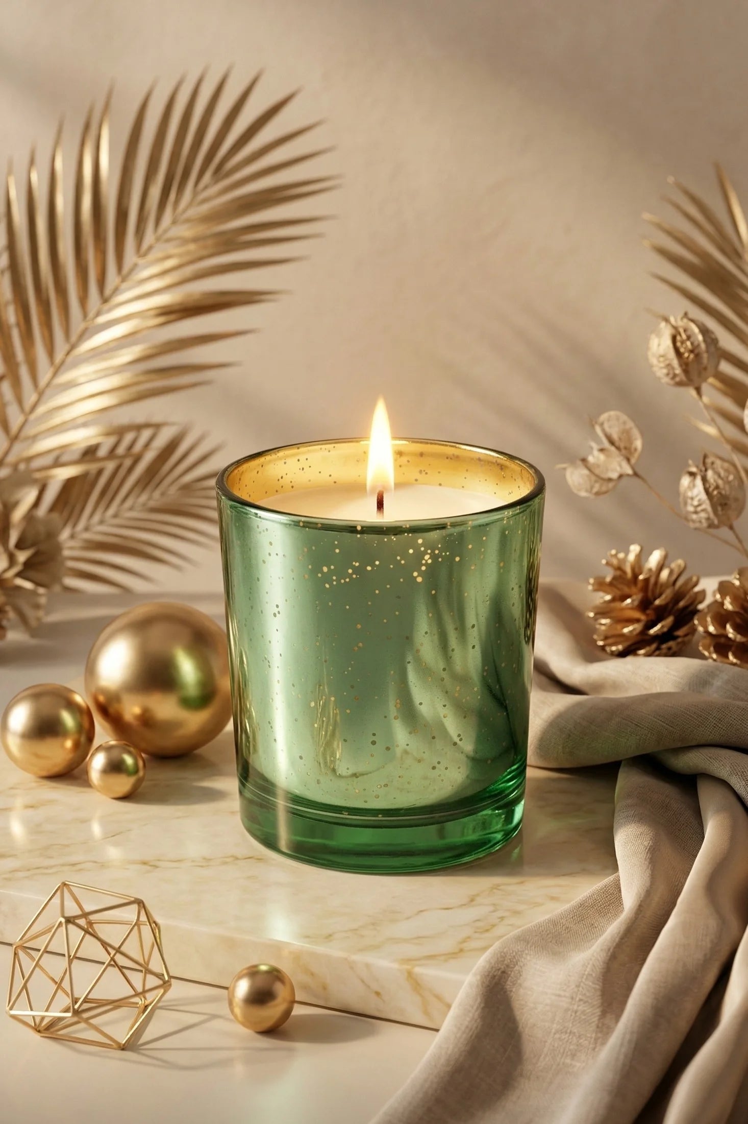 Musk Mercury Gold Iridescent Glass Soy Wax Candle | Luxury — Hand-Blown Glass from Firozabad, India — Colour Variant