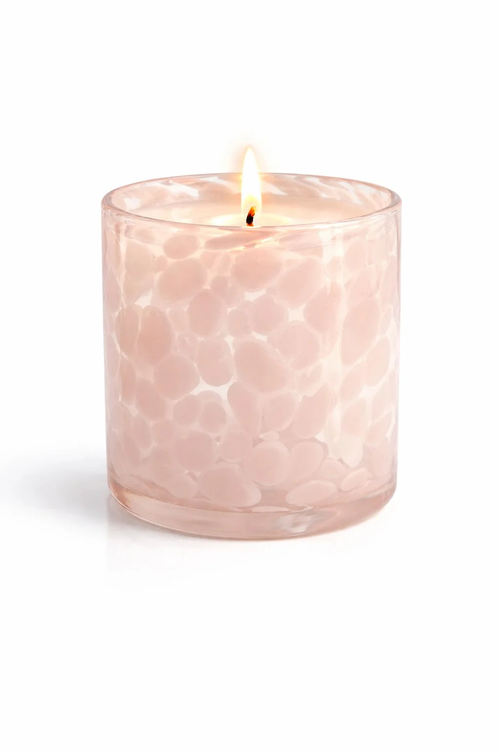 Oud Tortoiseshell Spotted Glass Soy Wax Candle | Unique Luxury — Hand-Blown Glass from Firozabad, India — In a Living Space