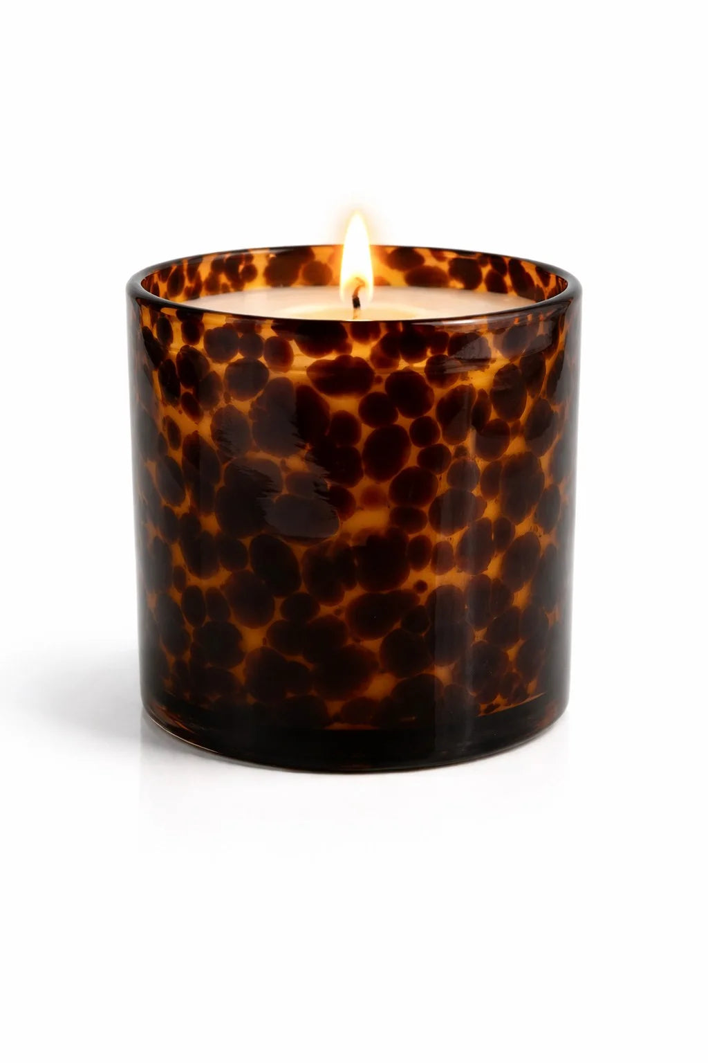 Oud Tortoiseshell Spotted Glass Soy Wax Candle | Unique Luxury — Hand-Blown Glass from Firozabad, India — Gifting Presenta...