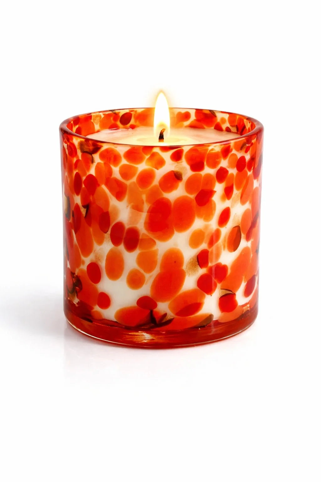 Oud Tortoiseshell Spotted Glass Soy Wax Candle | Unique Luxury — Hand-Blown Glass from Firozabad, India — Festive Styling