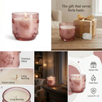 Rose Star Embossed Glass Soy Wax Candle | Romantic Gift — Hand-Blown Glass from Firozabad, India — Light & Shadow