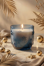 Rose Star Embossed Glass Soy Wax Candle | Romantic Gift — Hand-Blown Glass from Firozabad, India — Colour Variant