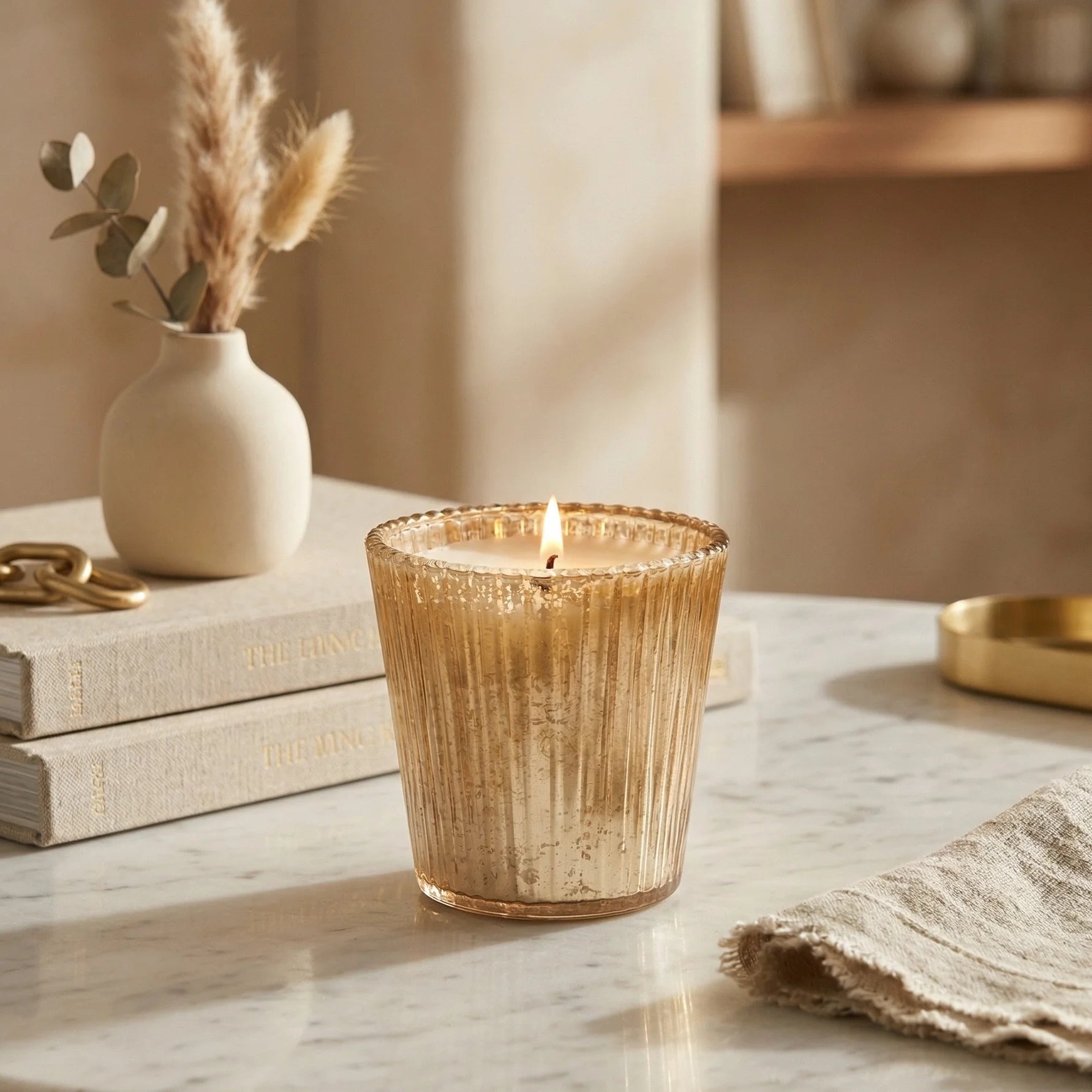 Rose Conical Mercury Glass Soy Wax Candle | 5 Colours — Hand-Blown Glass from Firozabad, India — Gifting Presentation