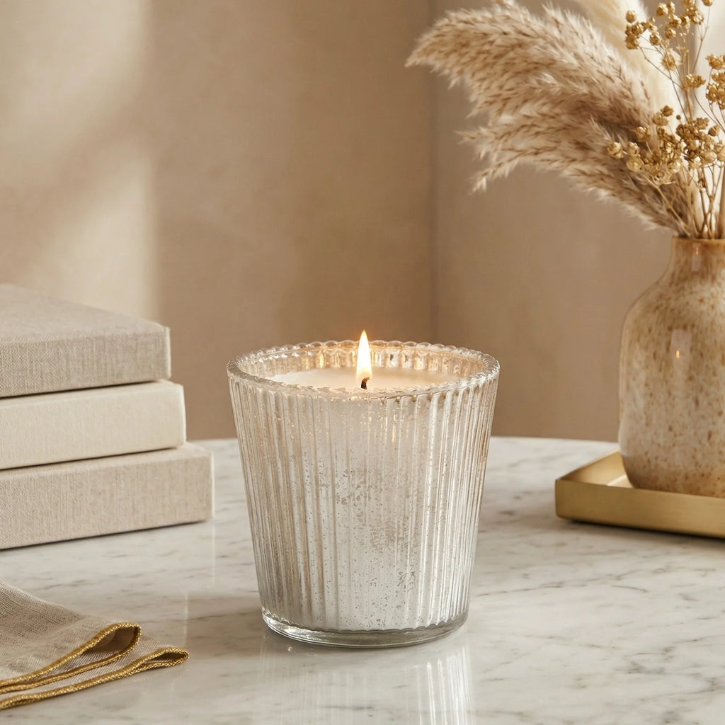 Rose Conical Mercury Glass Soy Wax Candle | 5 Colours — Hand-Blown Glass from Firozabad, India — Colour Variant