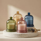 Bell Jar Glass Dome Candle – Coloured Cloche with Decorative Base — Hand-Blown Glass from Firozabad, India | Home Décor, G...