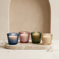 Sandalwood Ribbed Glass Votive Soy Wax Candle — Hand-Blown Glass from Firozabad, India | Home Décor, Gifting & Aromatherapy