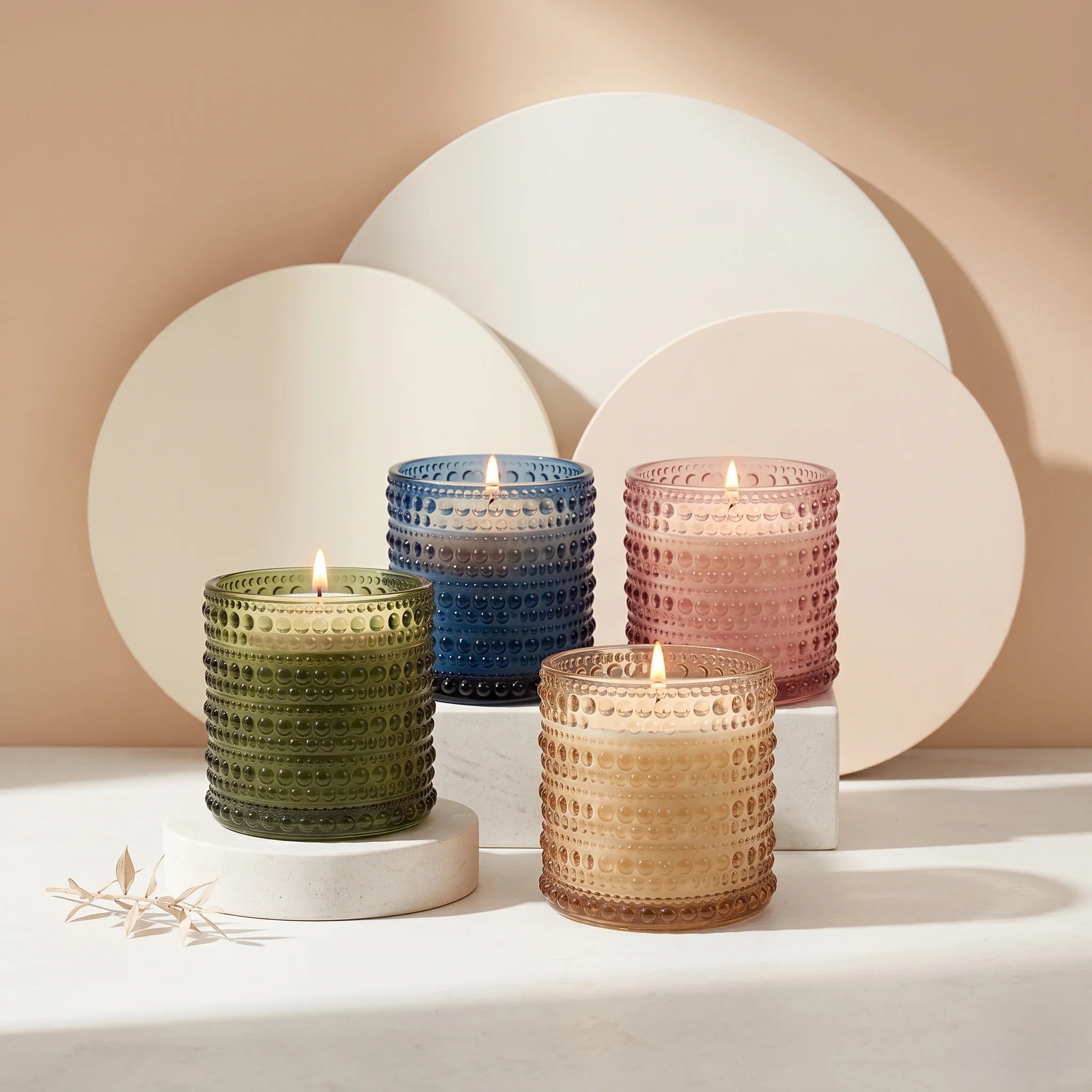 Oud Hobnail Glass Soy Wax Candle | Premium Luxury Candle — Hand-Blown Glass from Firozabad, India | Luxury Home Décor & Co...