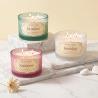 Jasmine 3-Wick Signature Glass Jar Candle | Large Luxury — Hand-Blown Glass from Firozabad, India | Luxury Home Décor & Co...